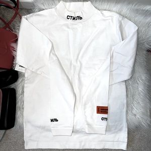 Heron Preston White “Style” Mock Neck Long Sleeve T-Shirt